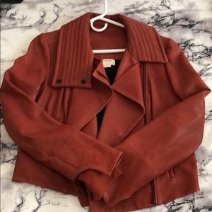 helmut lang oxblood red motorcycle leather jacket